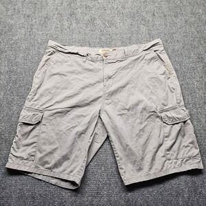 Hudson & Barrow Mens Cargo Shorts Gray Khaki Size 42 Flat Front Cotton Casual